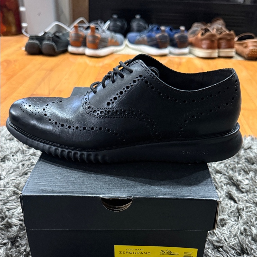 Cole Haan Black Zerogrand Wingtip Oxfords